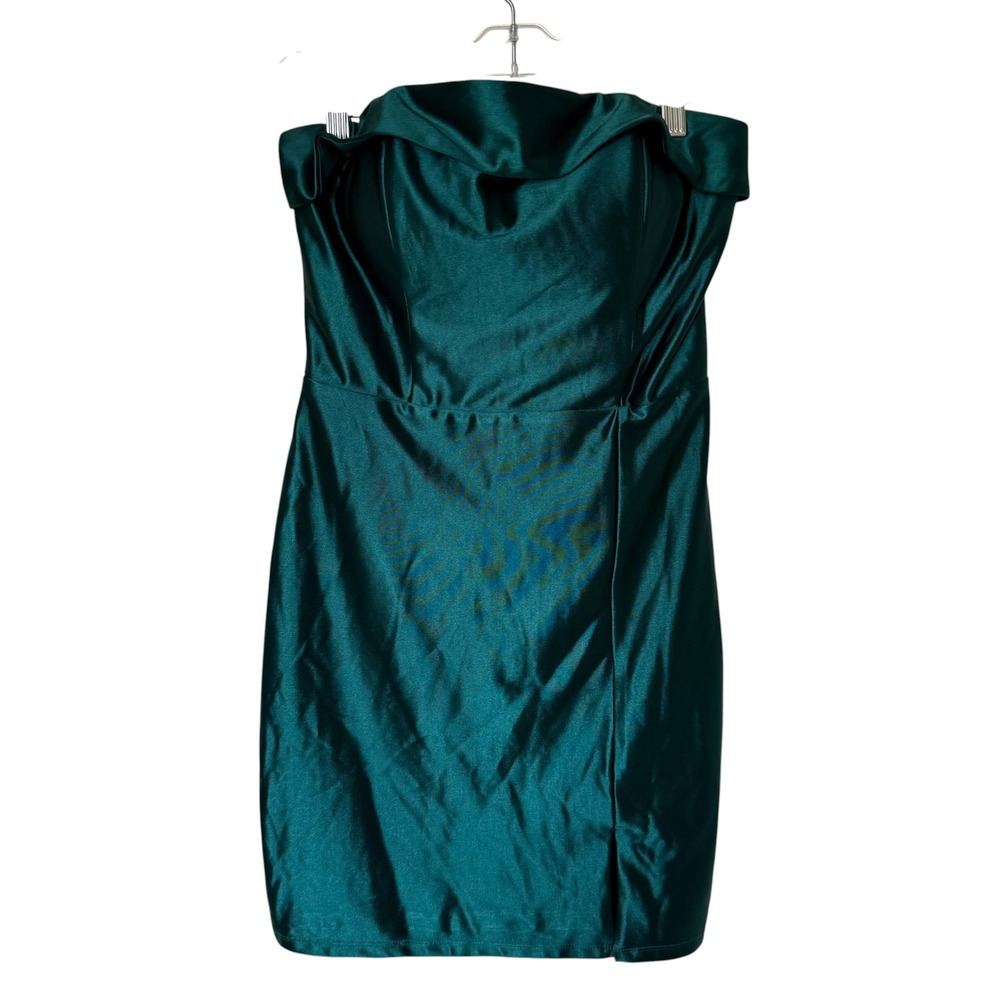 Crystal Doll Mini Dress Womens‎ Size 7 Emerald Green Excellent Satin Cowl Neck